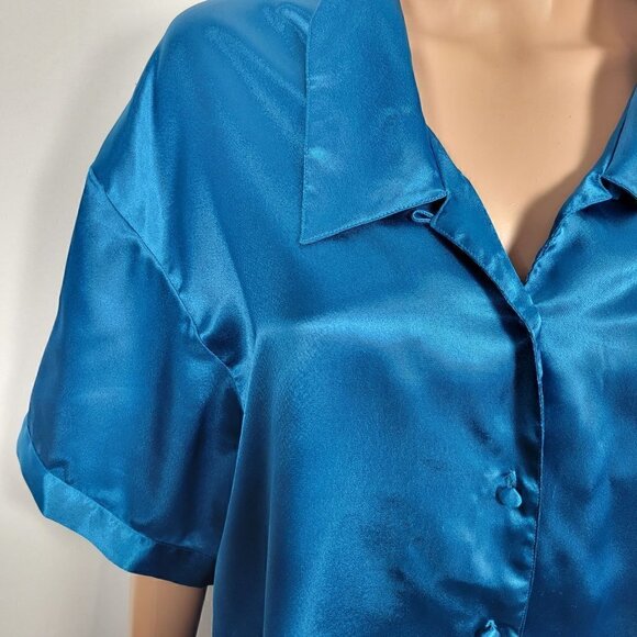 Victoria's Secret Women's Vintage Gold Label Satin/Polyester Button Up Size L - Picture 2 of 12